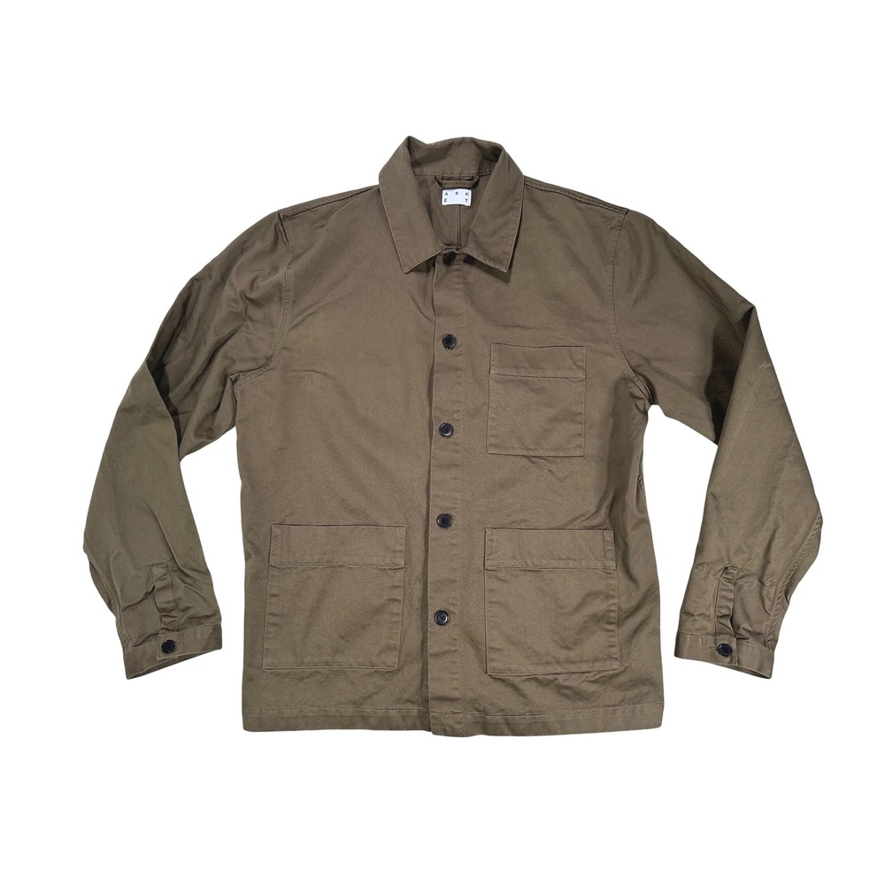 ASKET The Overshirt‎ Mens Large Regular Taupe Organic Cotton Twill Chore Jacket